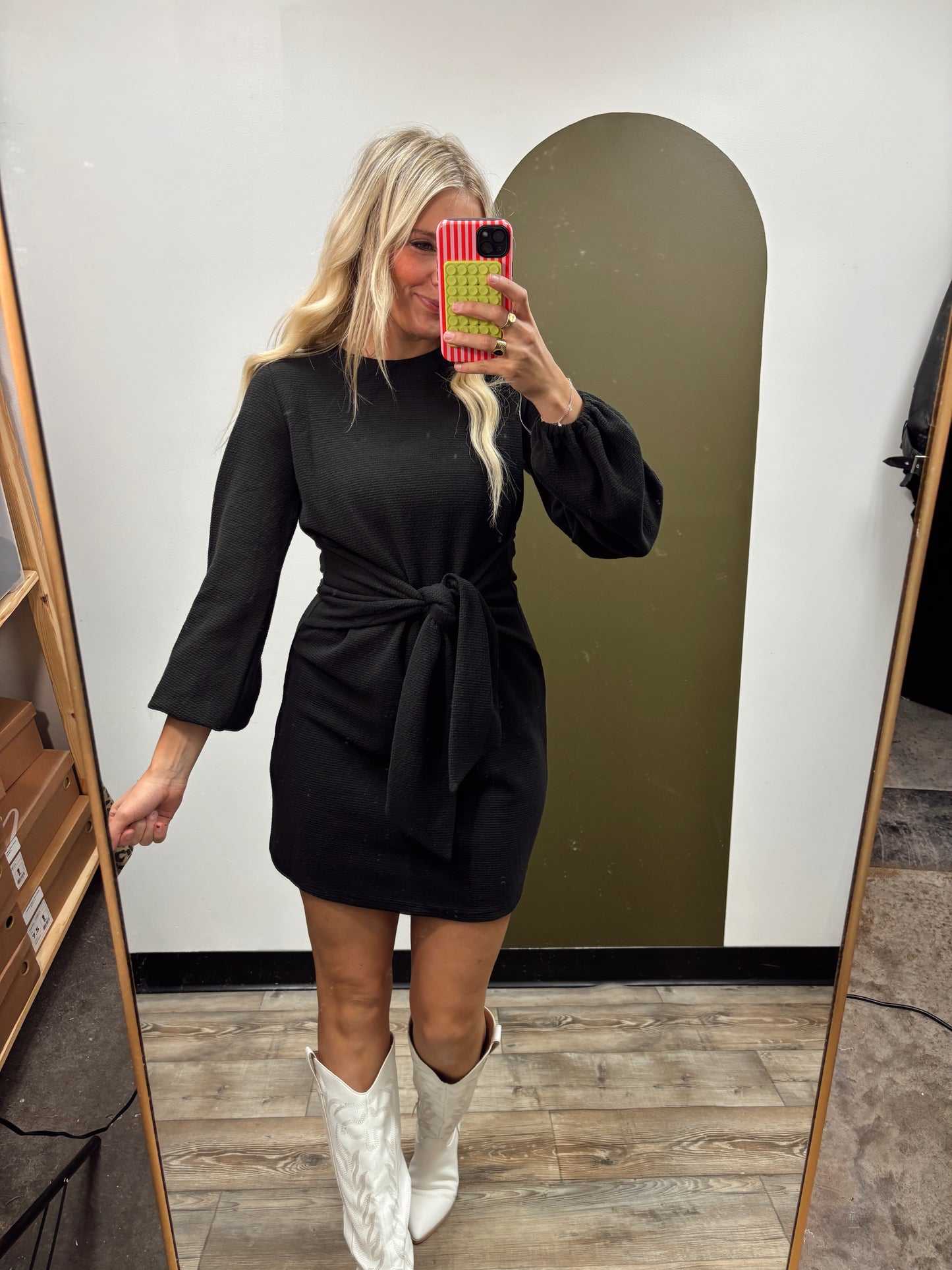 Sadie Front Tie Dress (Black)