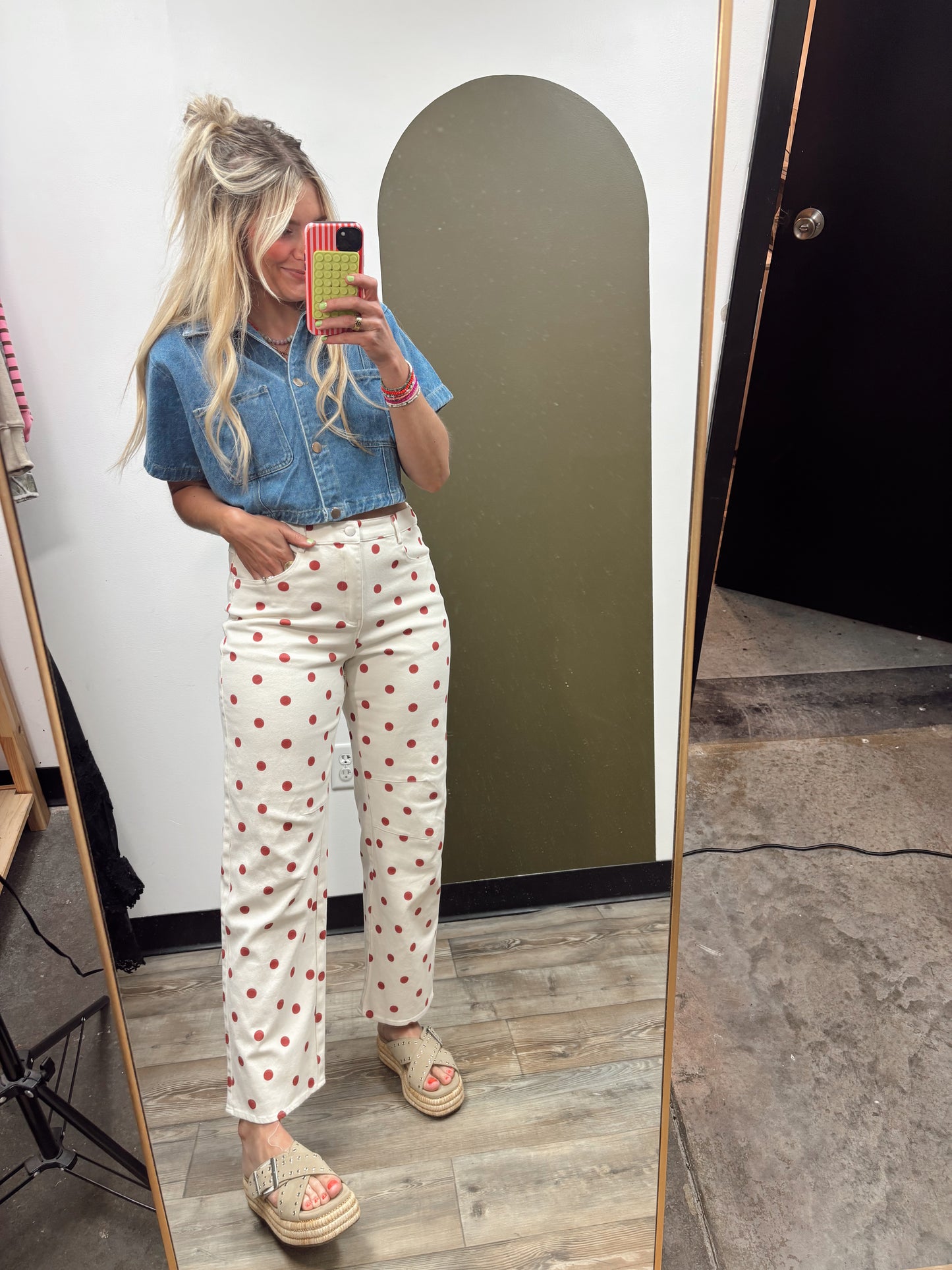 Twill Polka Dot Pant (Red Dot)