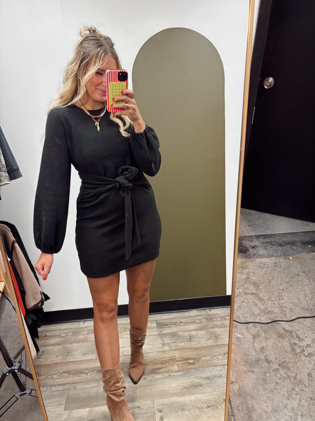 Sadie Front Tie Dress (Black)