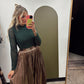 Mila Embellished Mock Neck Top (Forest)