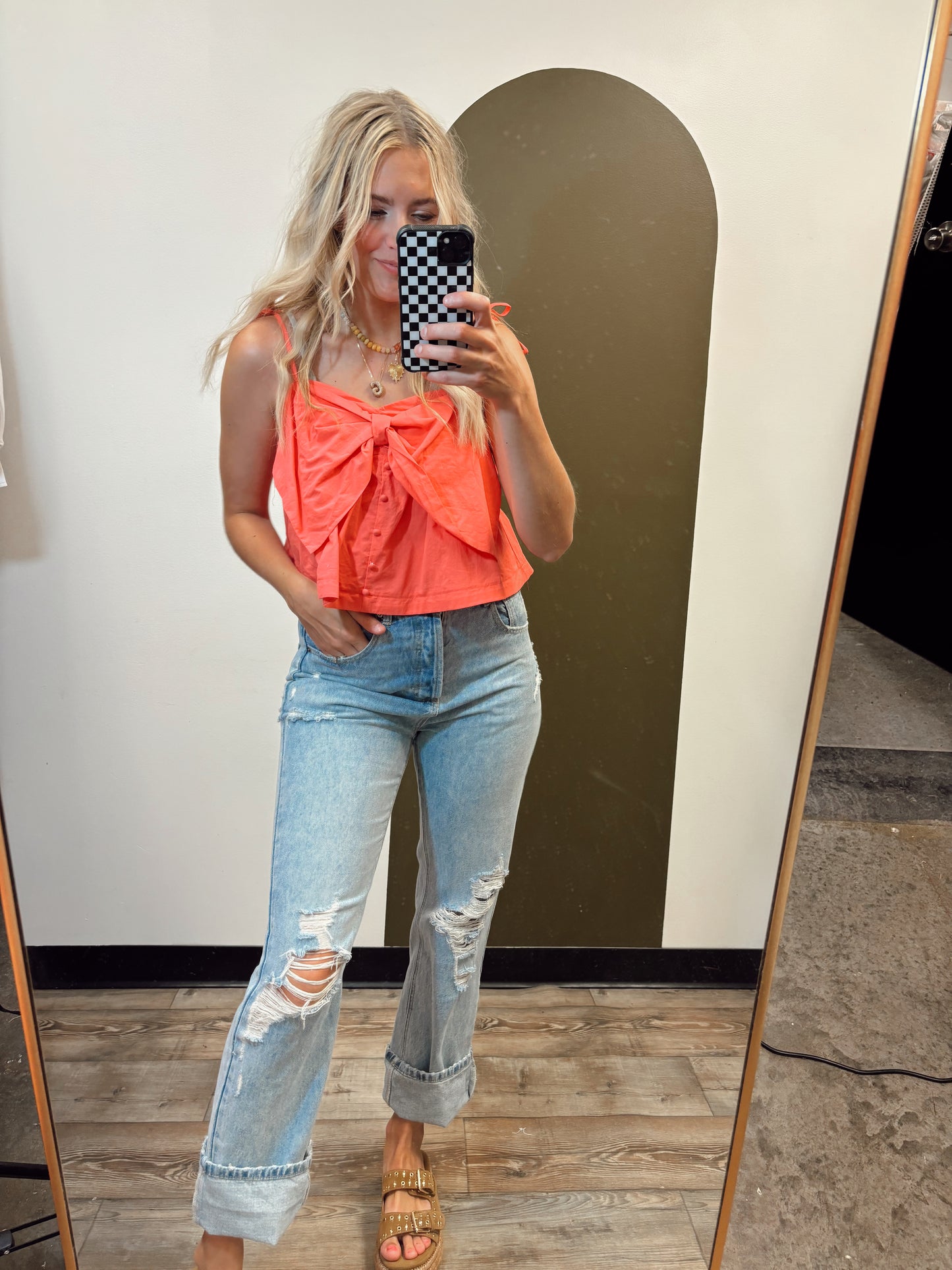 Wrap Her Up Bow Top (Coral)