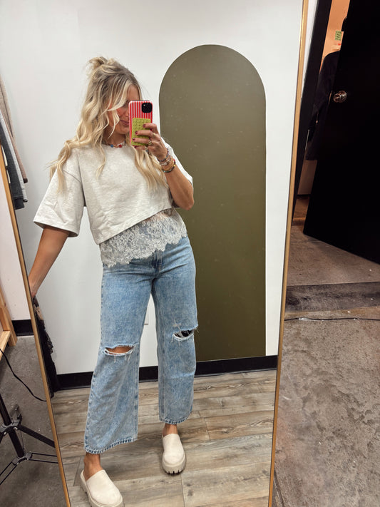 Zena Lace Detail Top (Grey)
