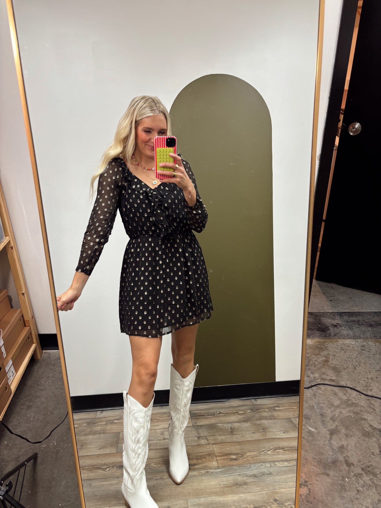 Nadia Lurex Dot Dress (Black)