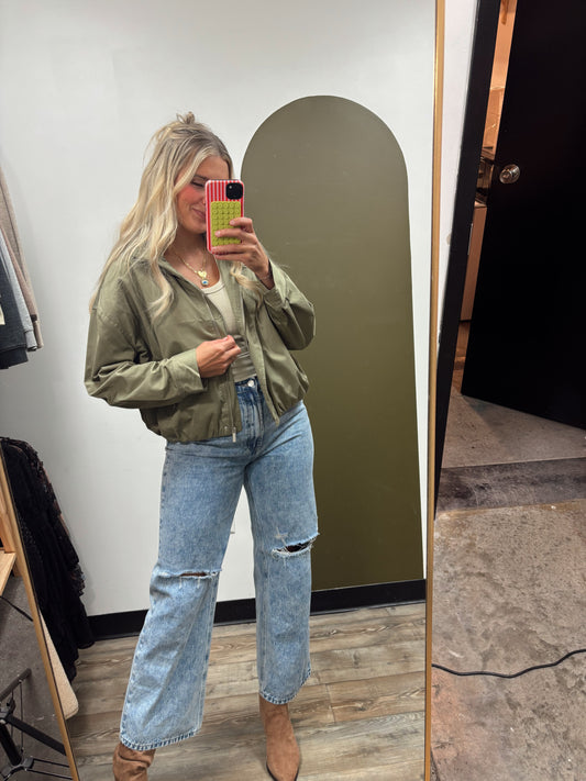Finley Mock Neck Jacket (Olive)