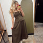 Cami Twofer Midi Dress (Brown)