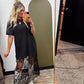 Lace Patchwork Maxi Dress (Black)