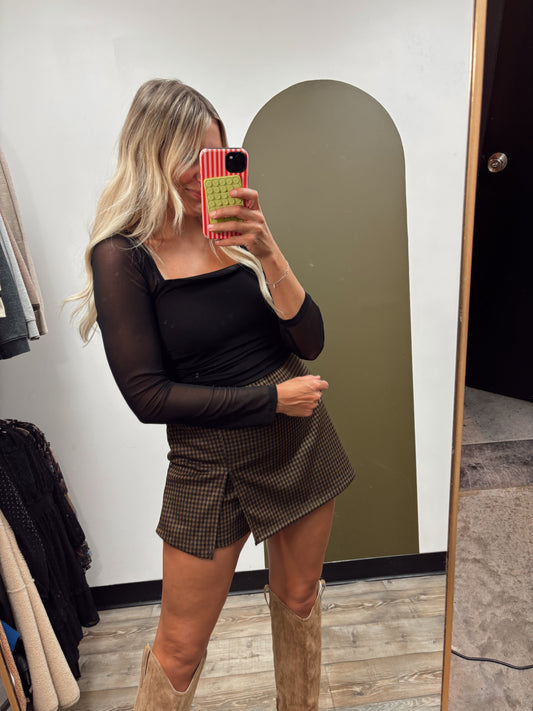 Kori Sheer Sleeve Top (Black)