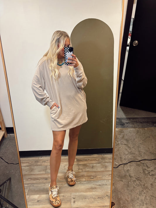 Open Gym Sweat Dress (Taupe)
