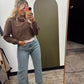 Nova Layered Crop Sweatshirt (Brown/Pink)