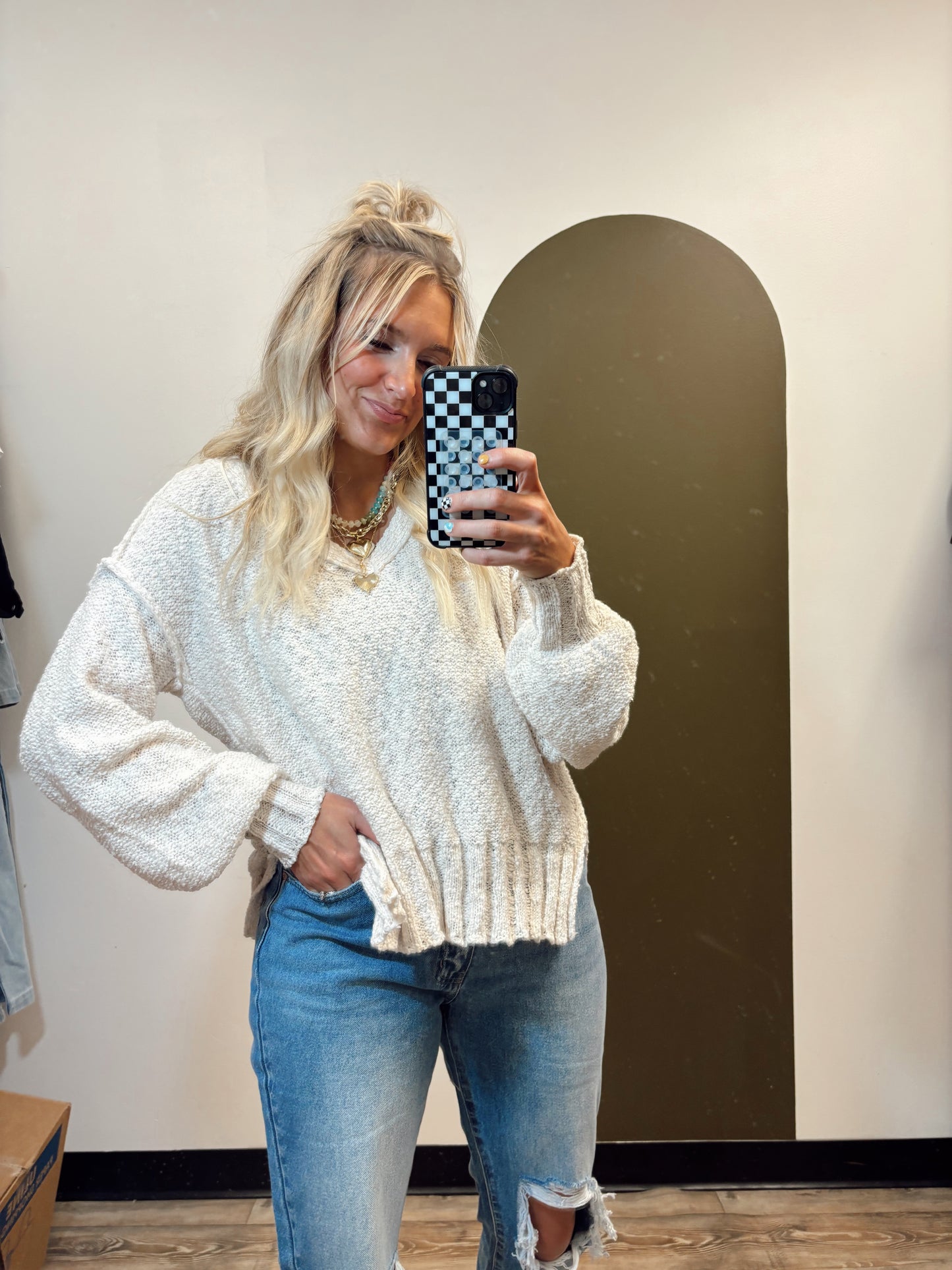 Miriam Sweater Top (Cream)