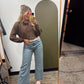 Nova Layered Crop Sweatshirt (Brown/Pink)