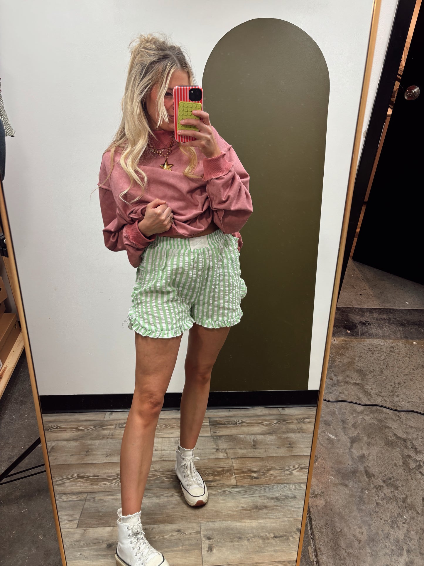Sorority Girl Stripe Short (Green)