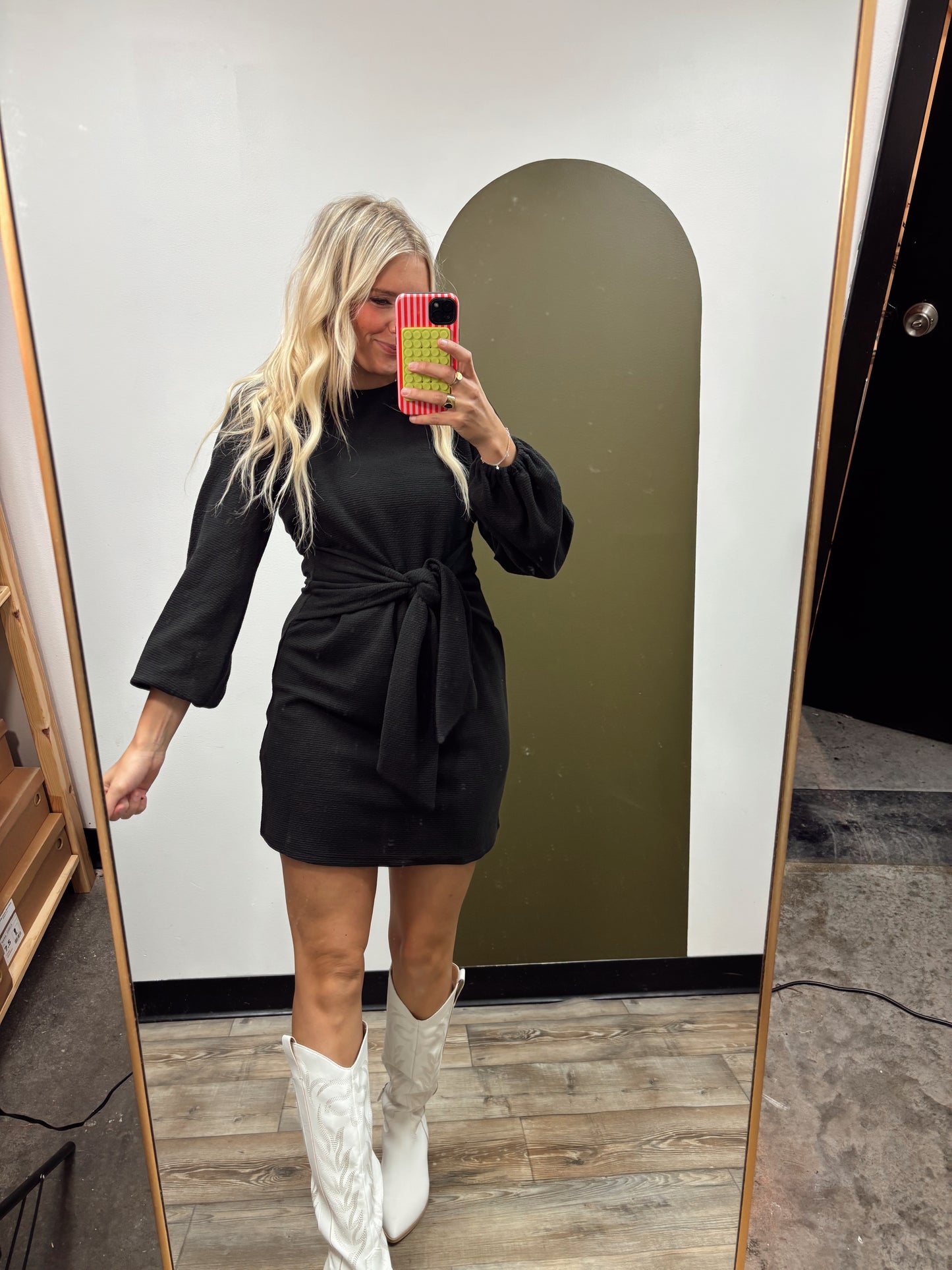 Sadie Front Tie Dress (Black)