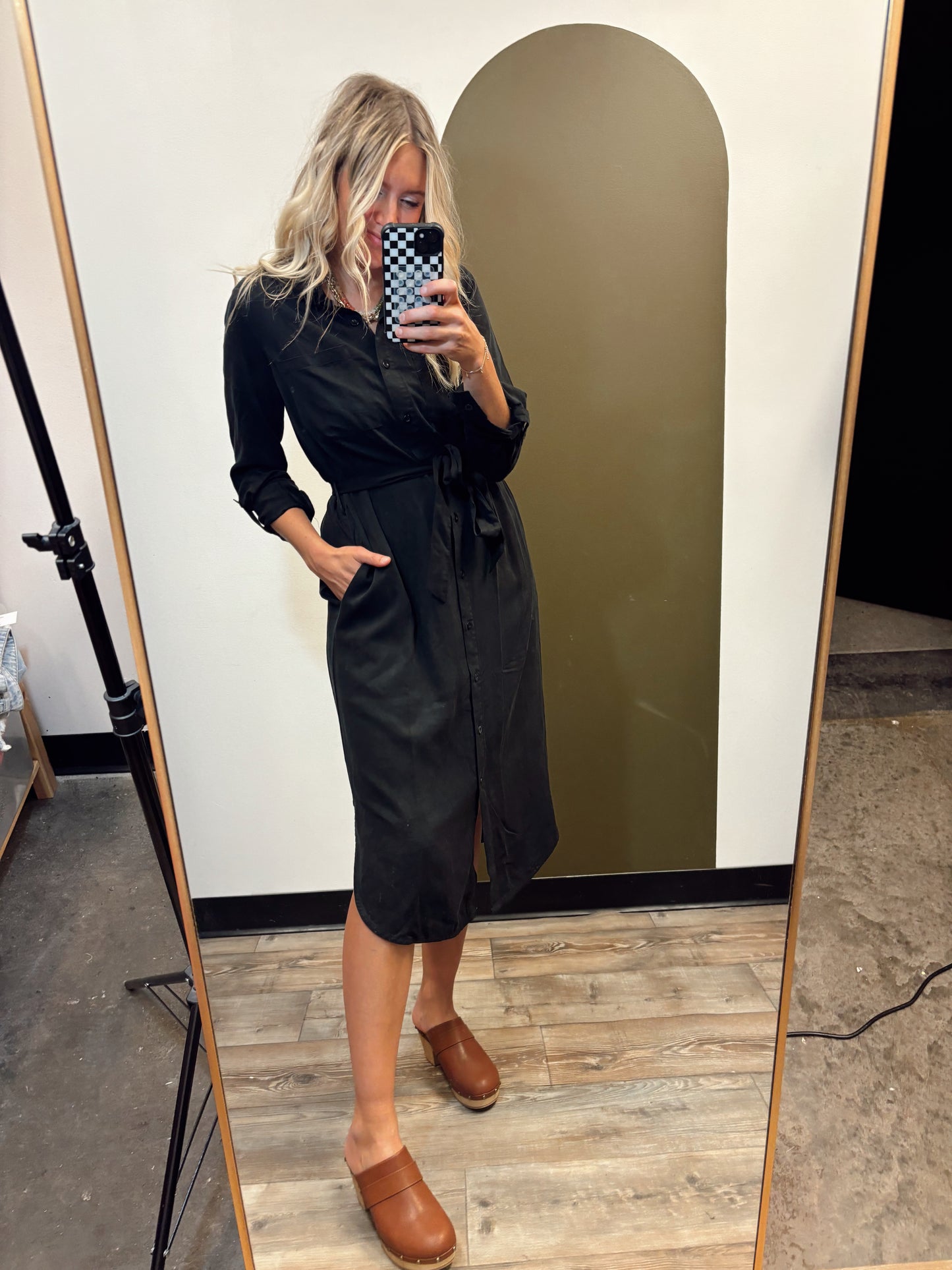 Maeve Button Down Dress (Black)