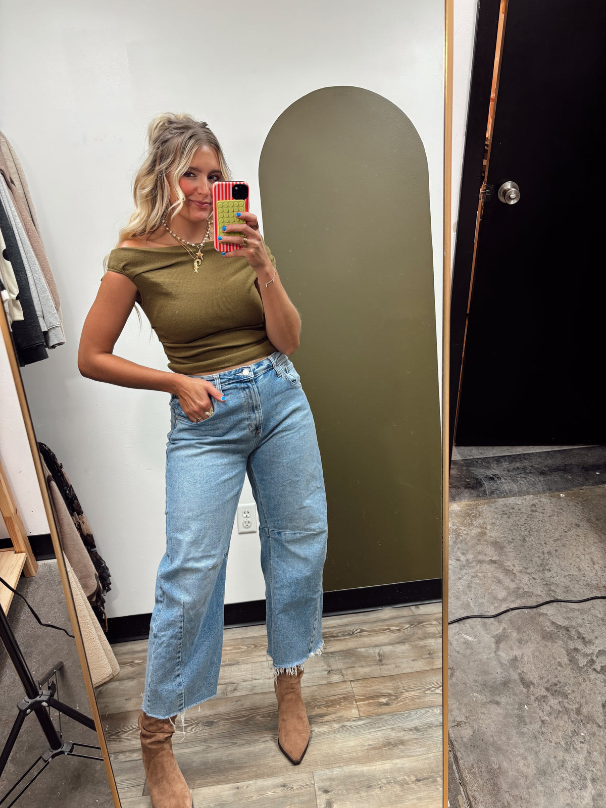 Rayne Boat Neck Top (Moss)
