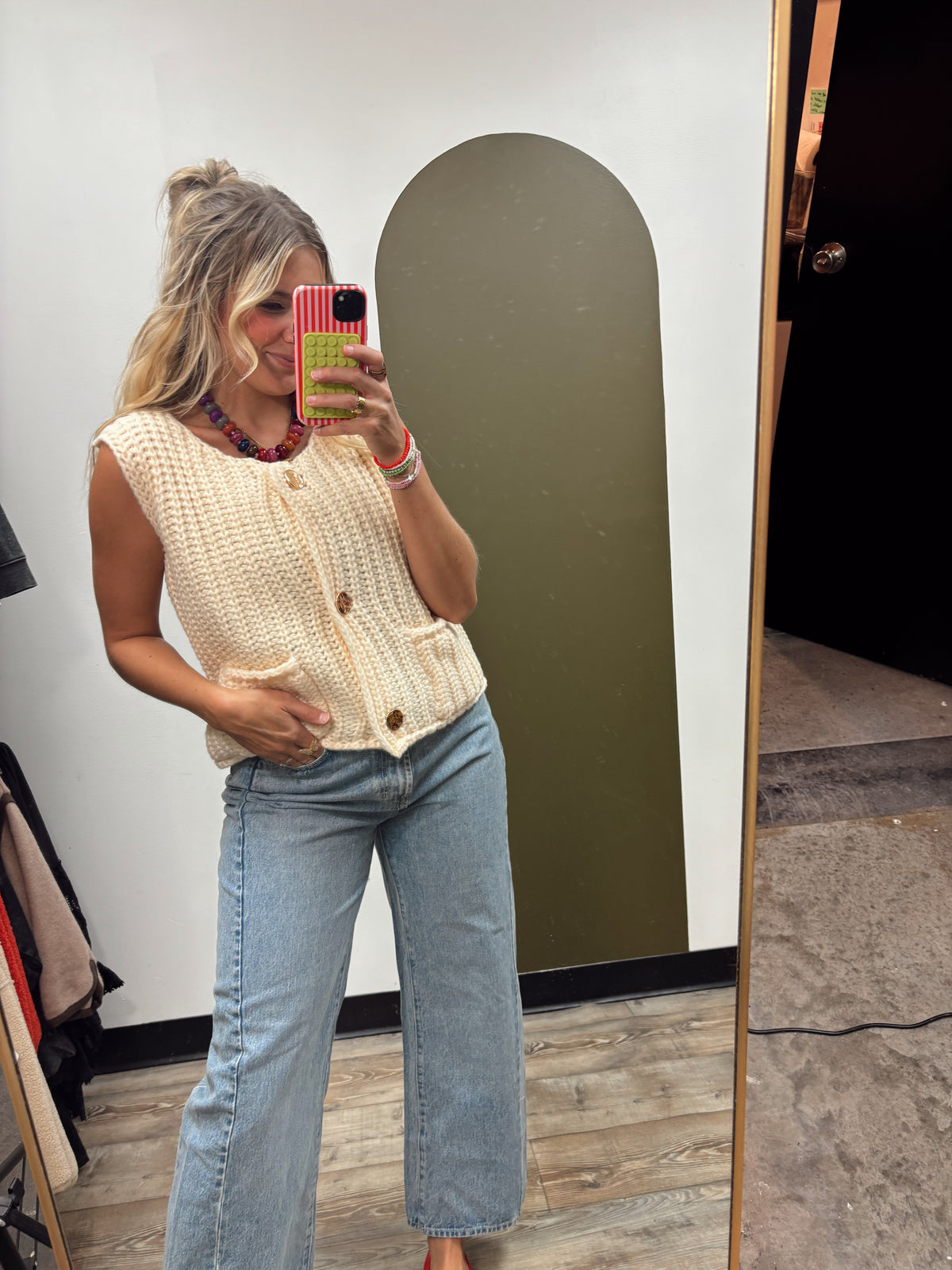 Luz Gold Button Knit Top