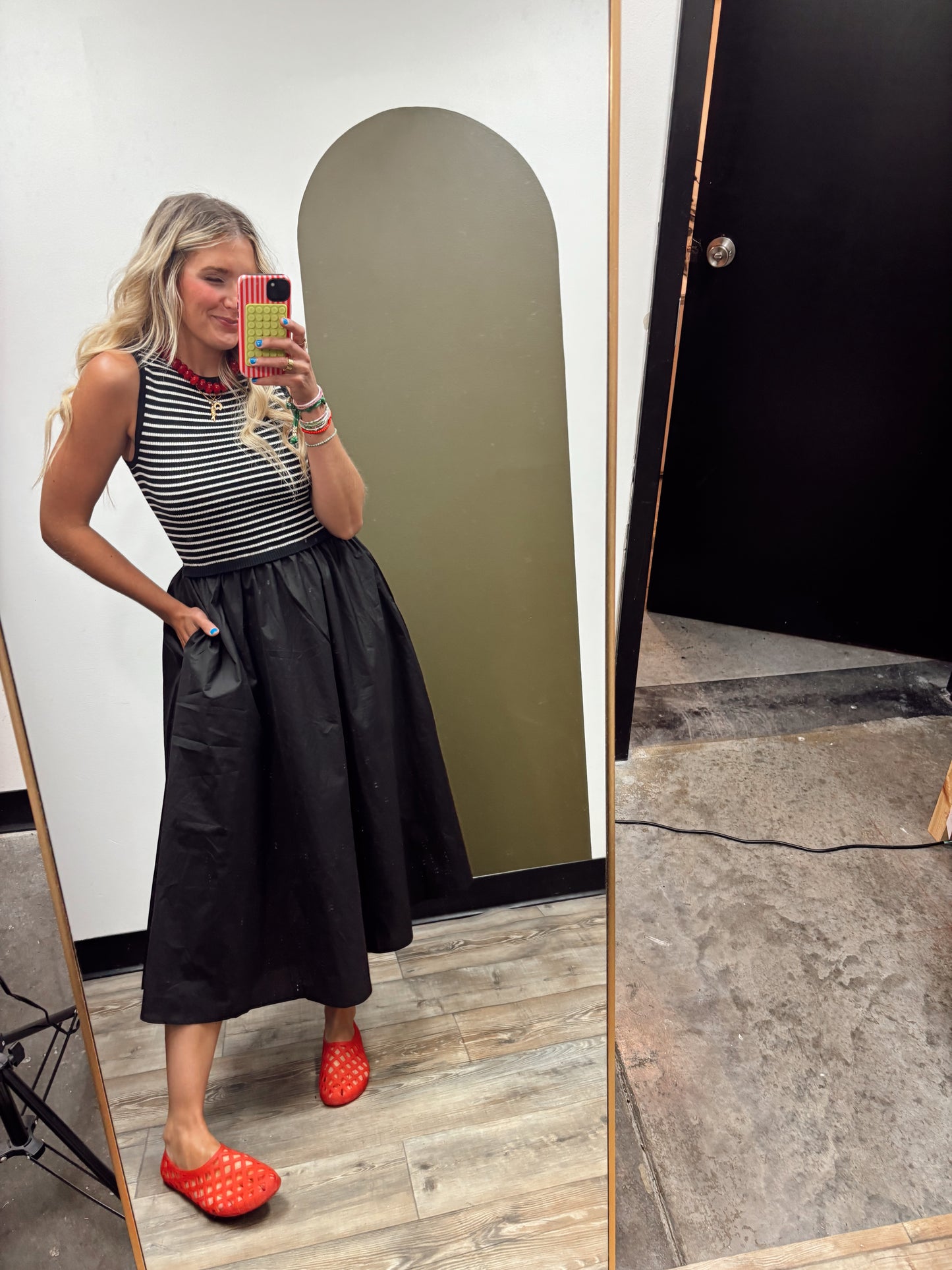 Seaside Stripe Maxi Dress (Black)