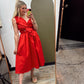 Katrina Bow Midi Dress (Red)