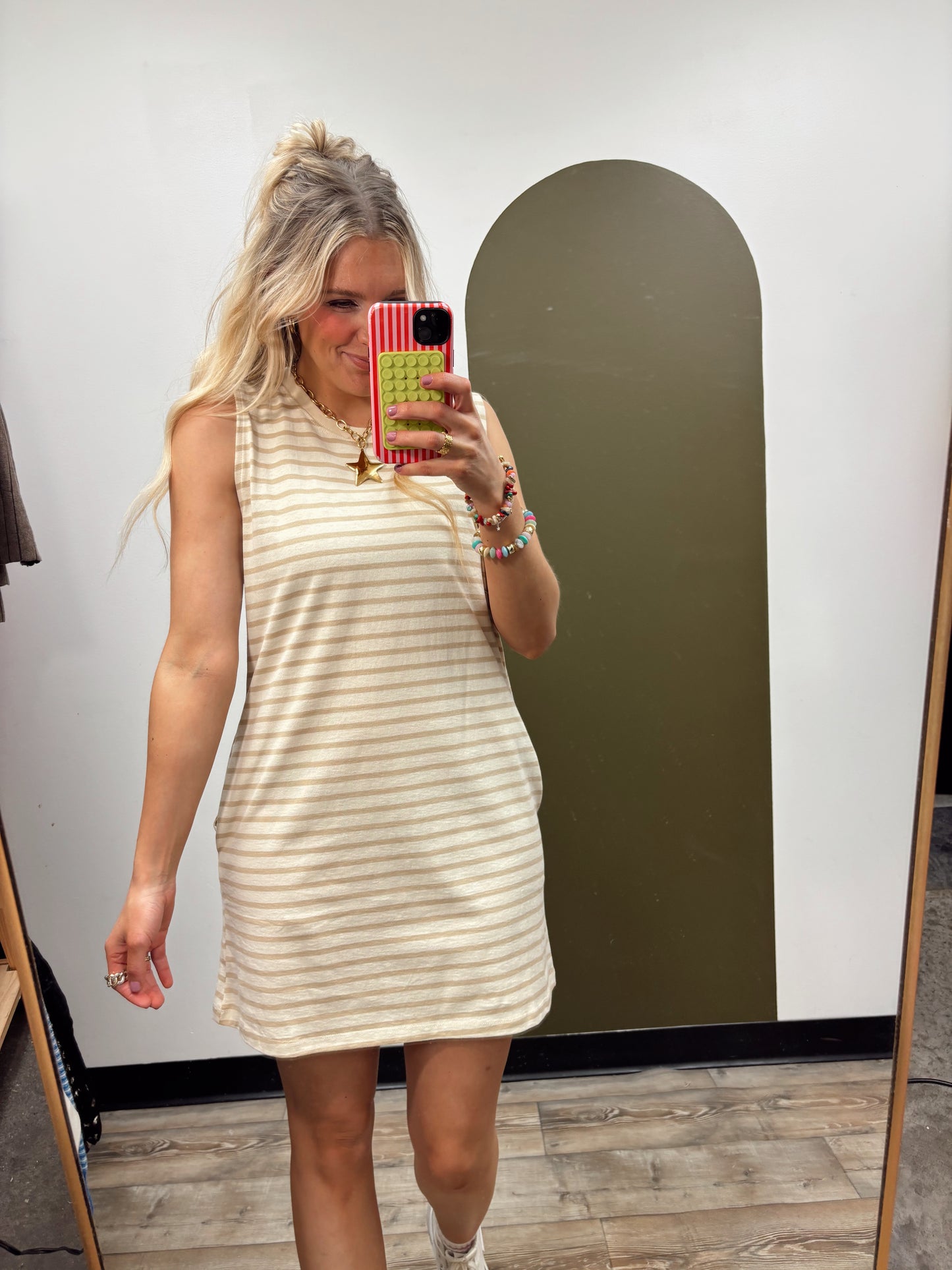 Summer Sun Stripe Dress (Taupe)