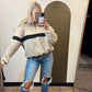 Undergrad Stripe Sweat Top (Taupe/Black)