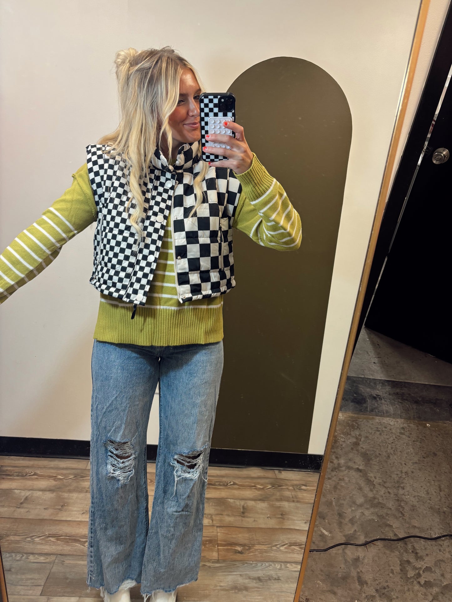 Arya Checkered Vest (B&W)