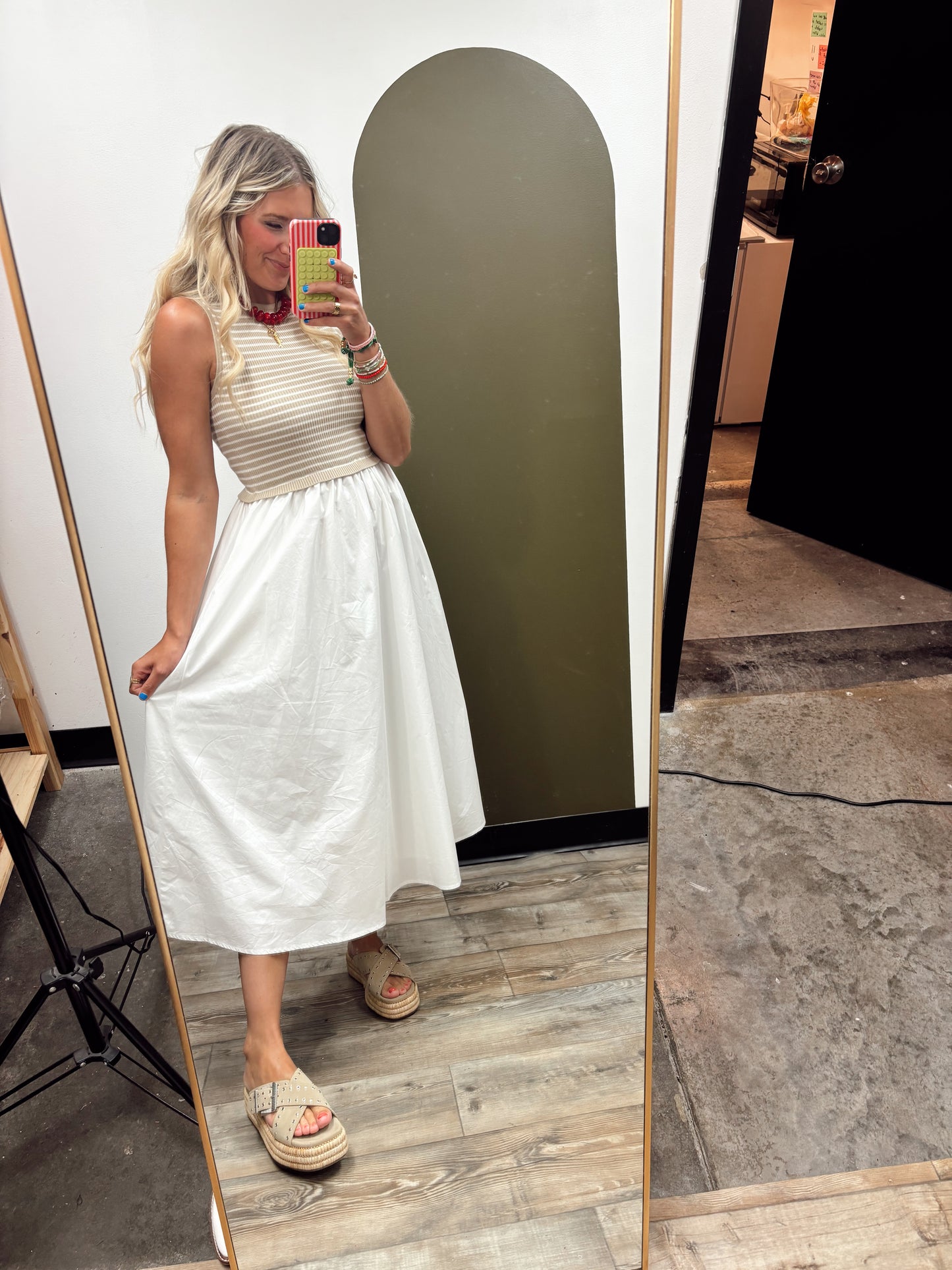 Seaside Stripe Maxi Dress (Taupe)