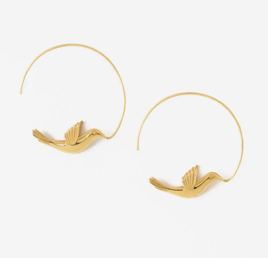 Wren Bird Hoop Earring
