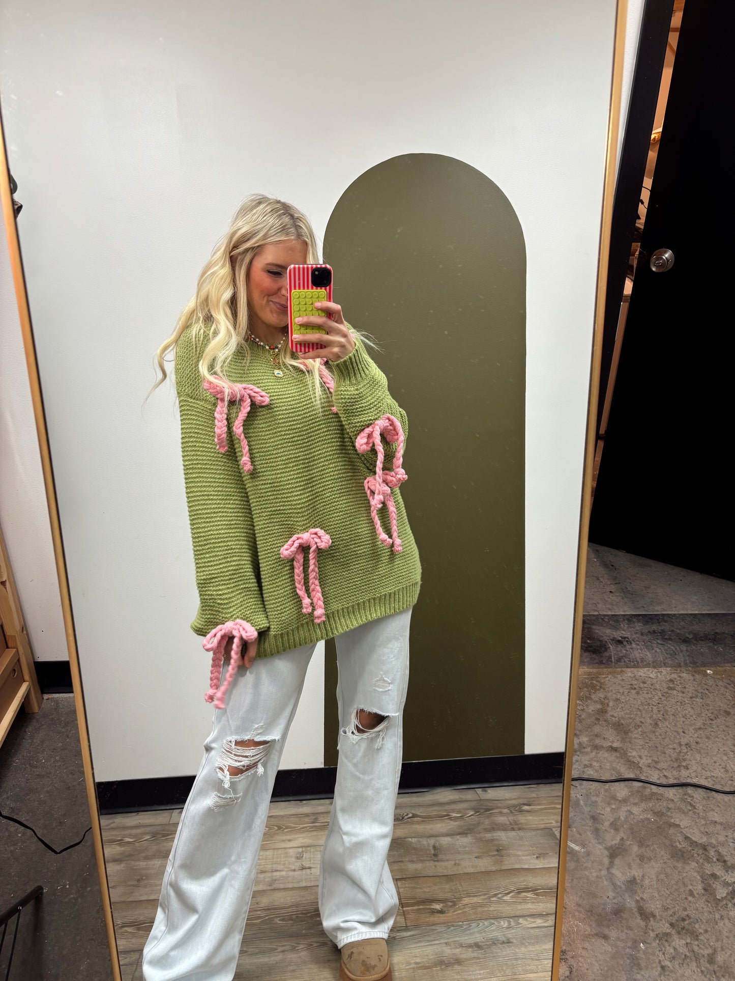 Bows All Over Chunky Sweater (Lemongrass)