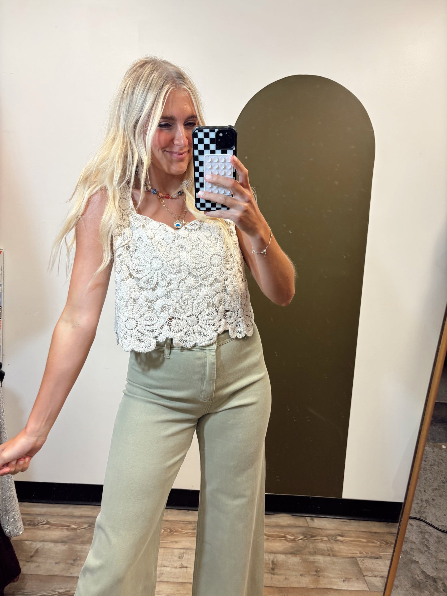 In Bloom Crochet Tank (Cream)