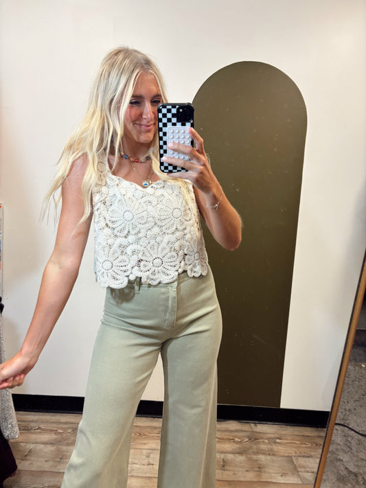 In Bloom Crochet Tank (Cream)