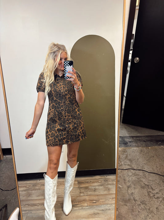Short Cut Leopard Dress