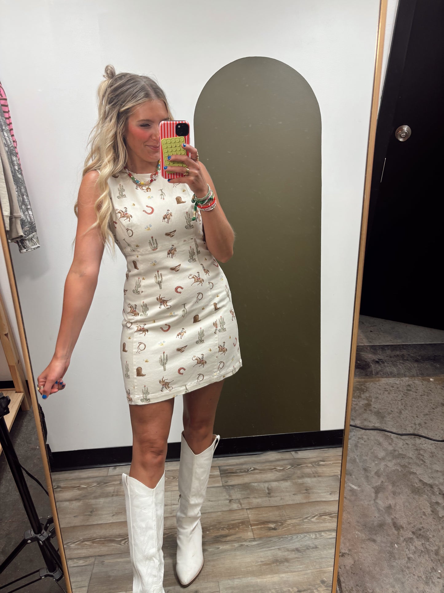 Western Print Mini Dress