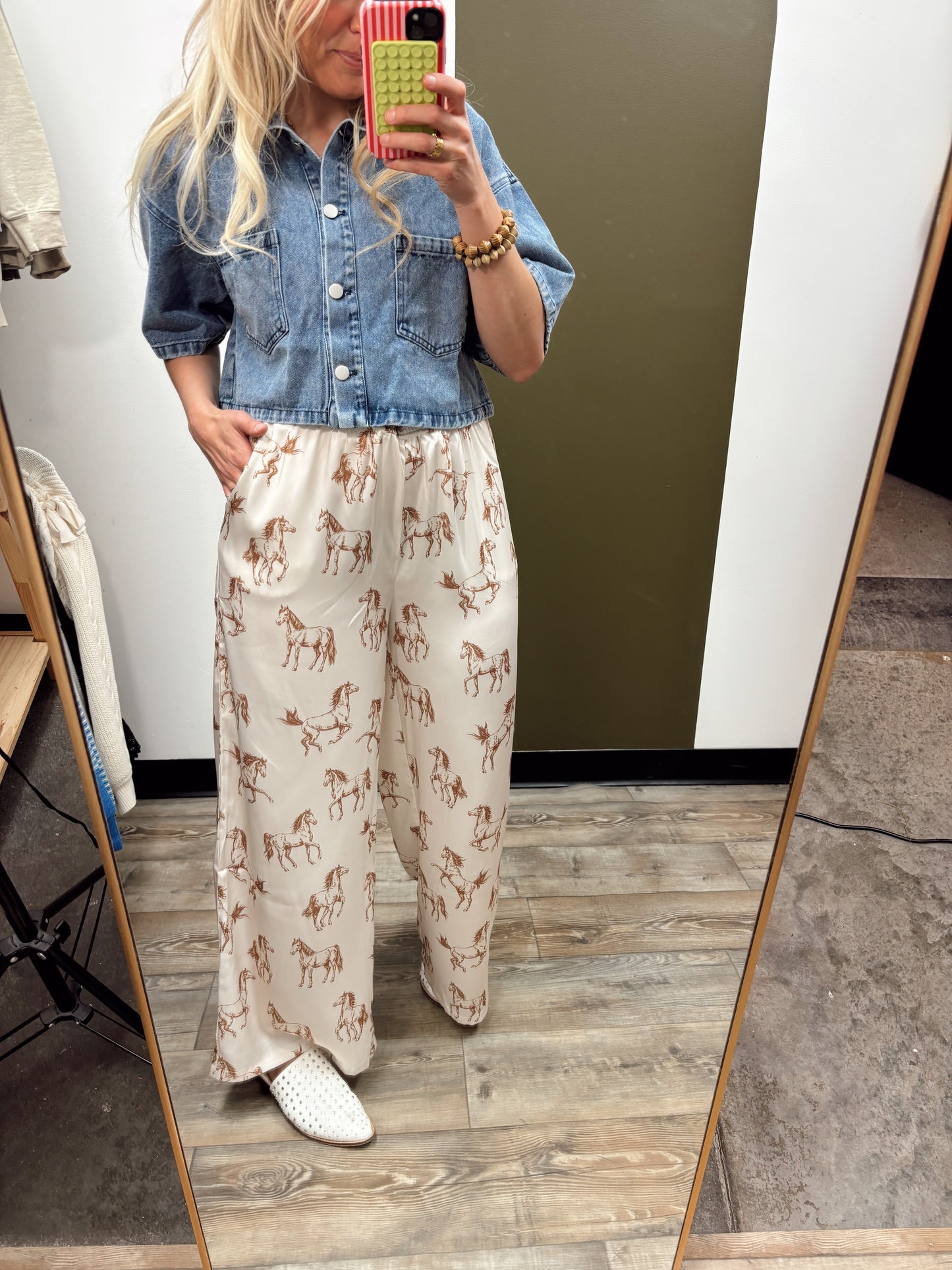 Horse Print Satin Pant