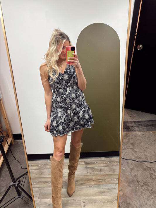 Midnight Garden Drop Waist Dress