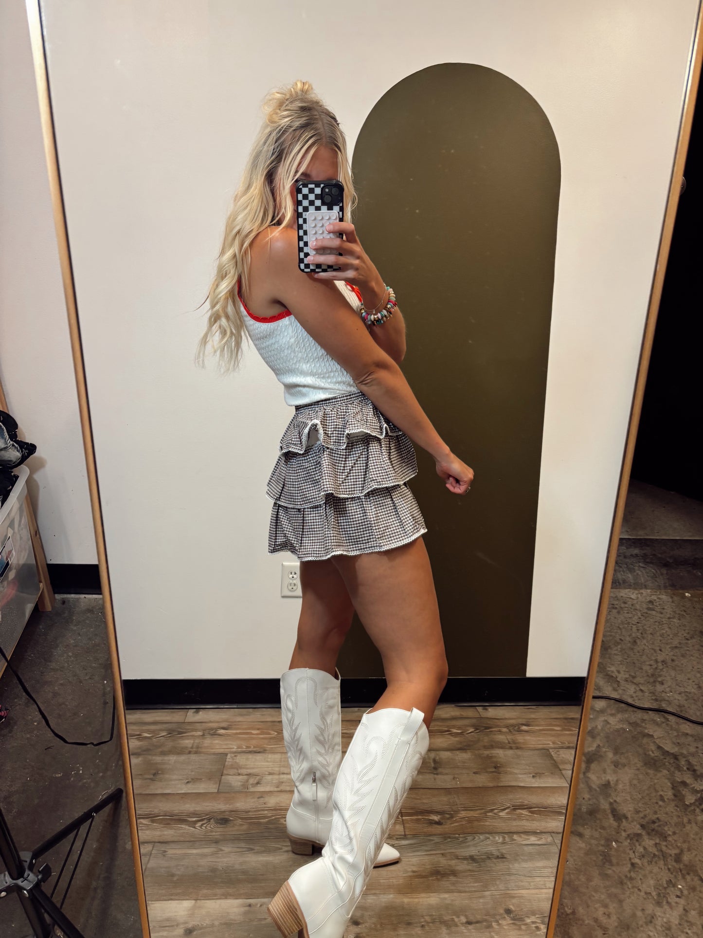 Tessa Checked Skort (Brown)