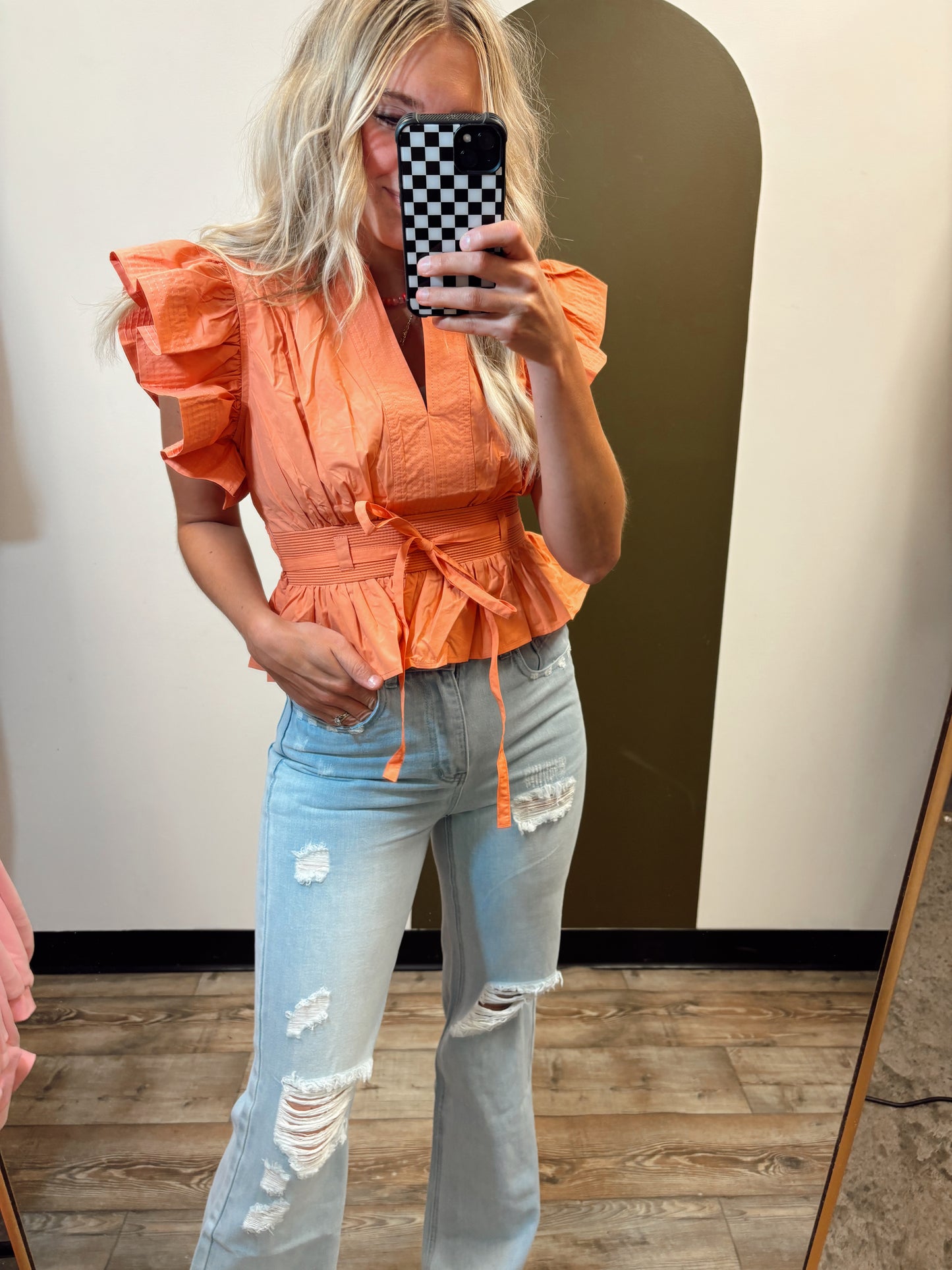 Penny Peplum Top (Coral)