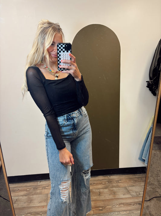 Rosalie Sheer Top (Black)