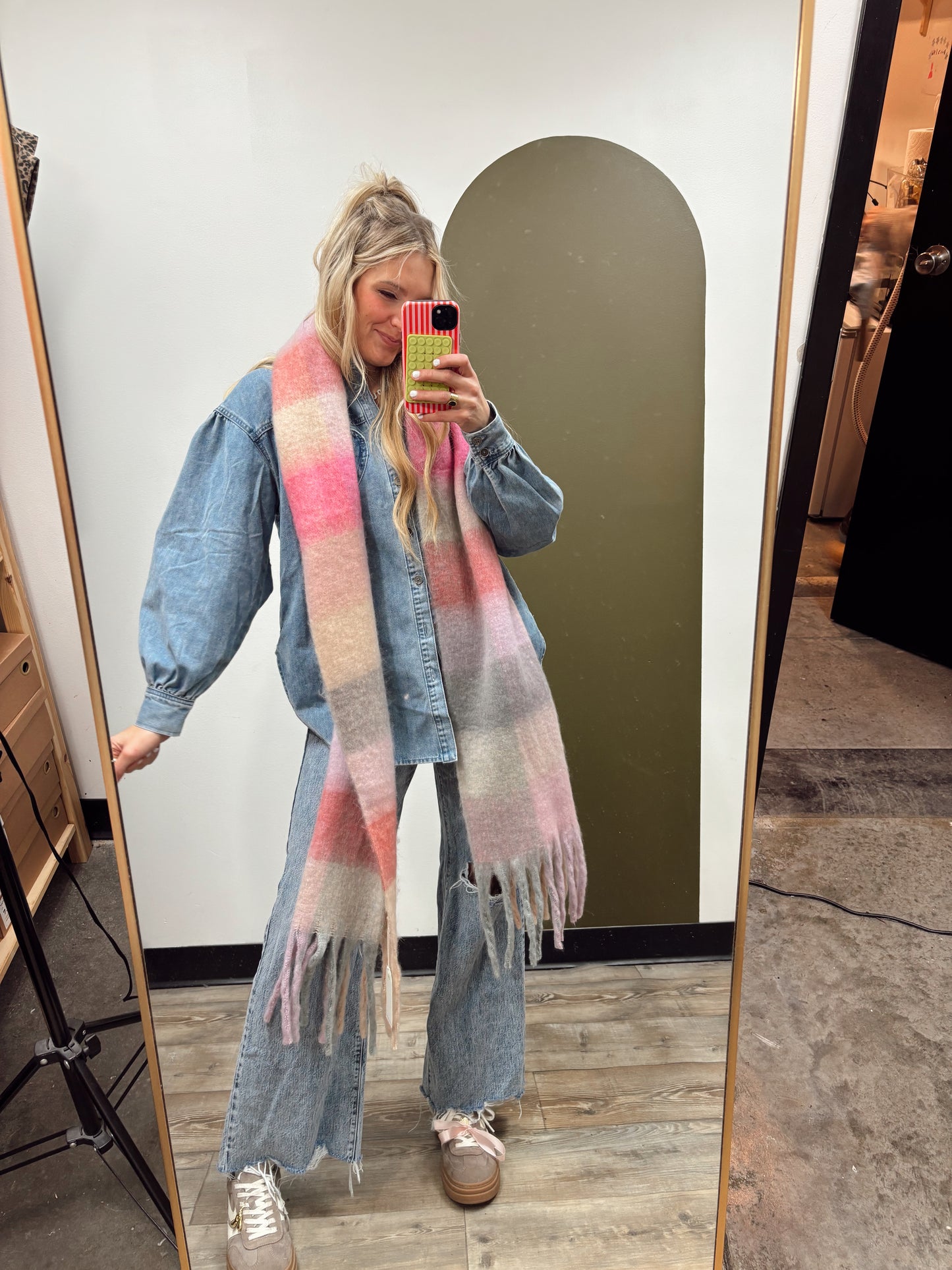 Beaufort Gingham Scarf (Pink)