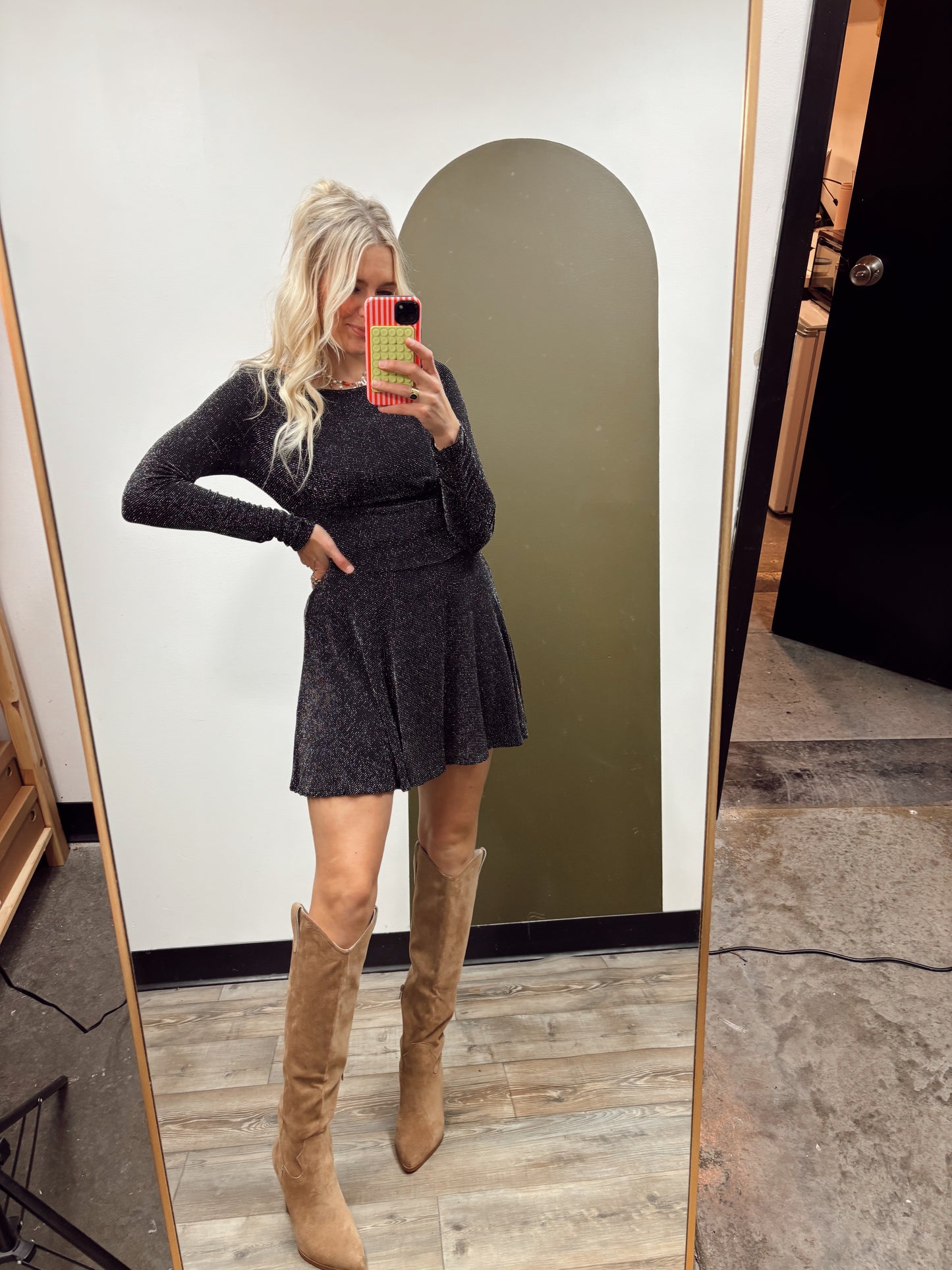 Mika Mini Sparkle Dress (Black)