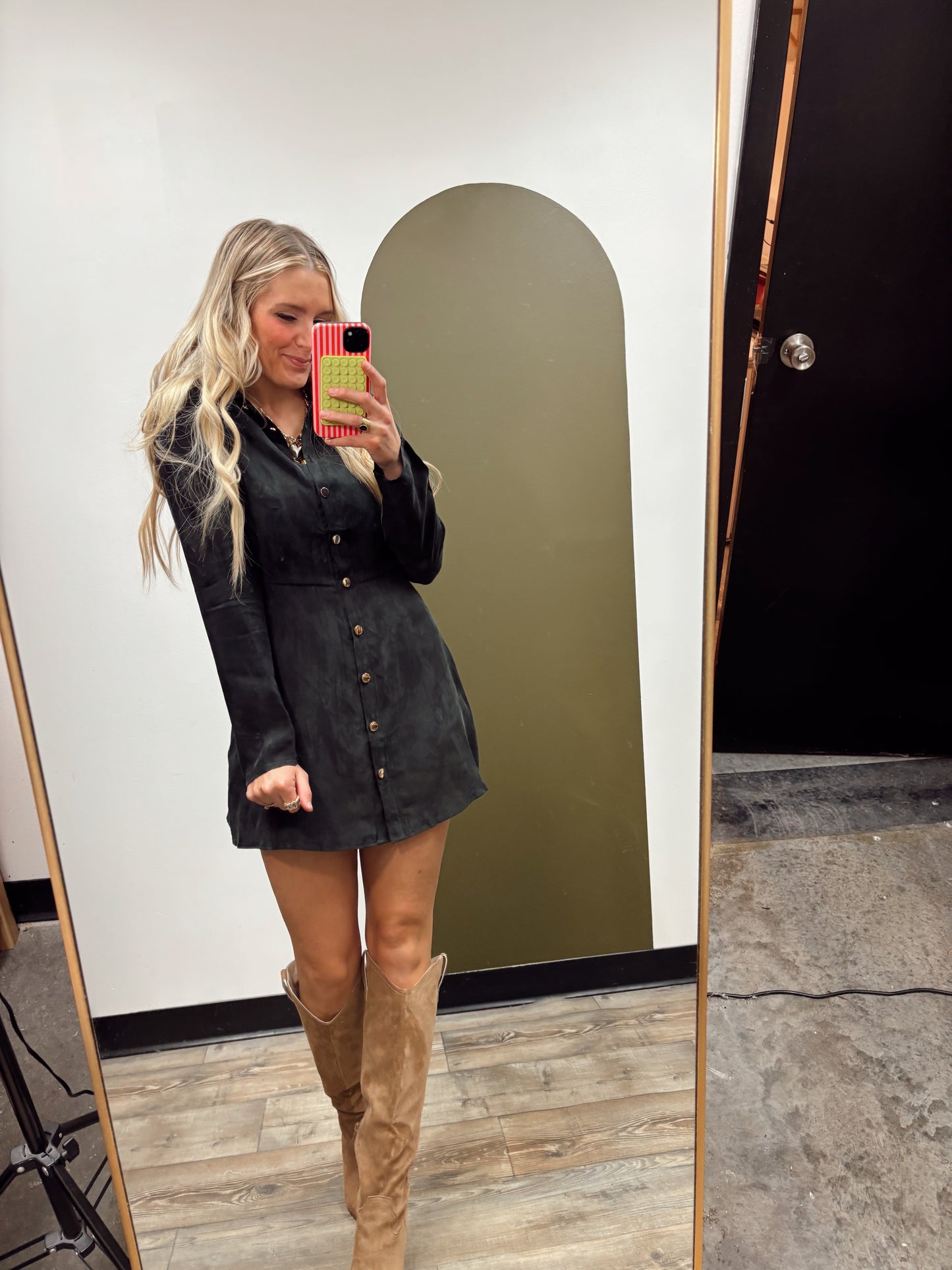 Kira Button Dress (Black)