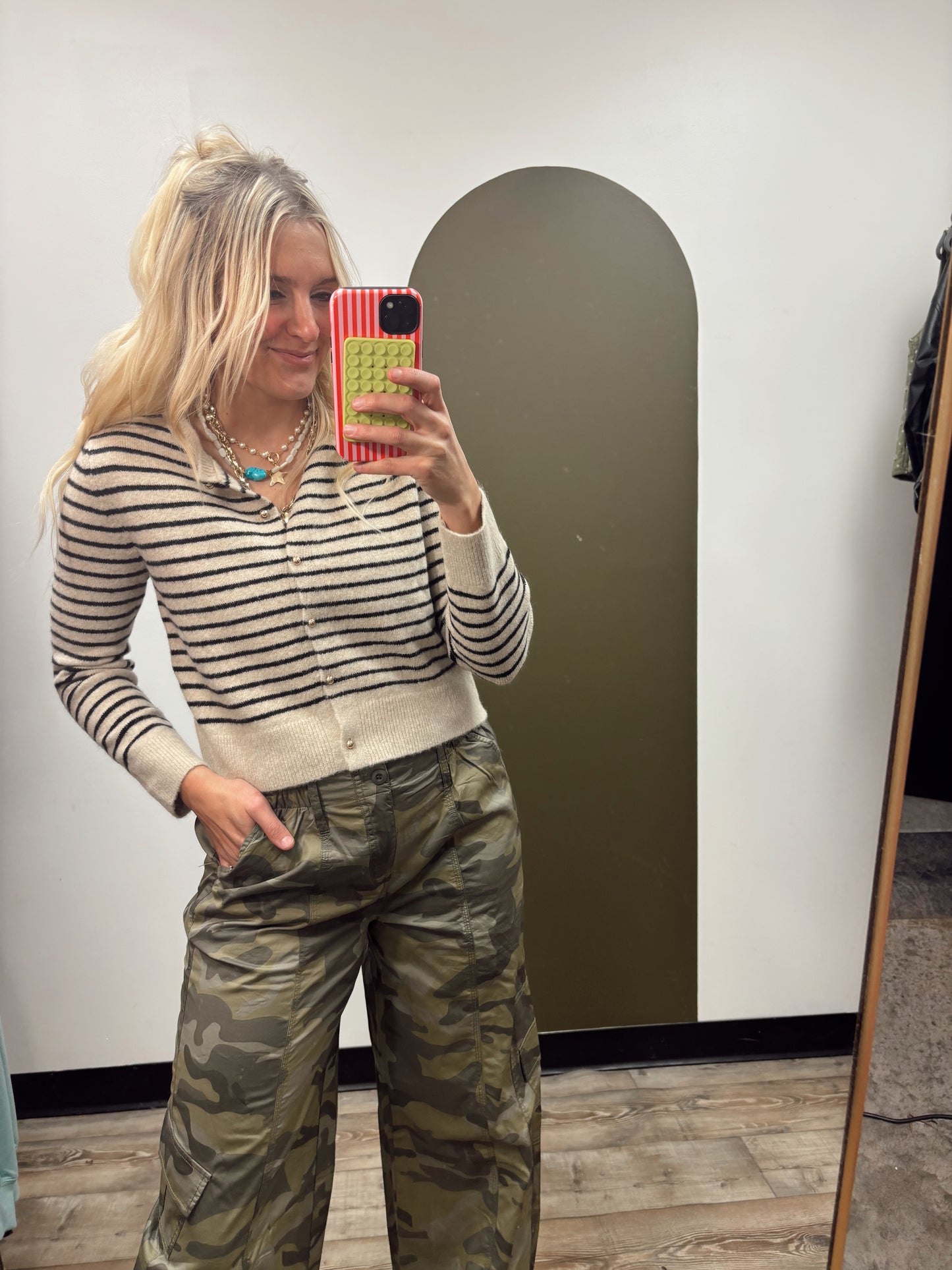 Marjorie Stripe Button Cardigan