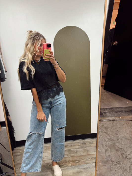 Zena Lace Detail Top (Black)