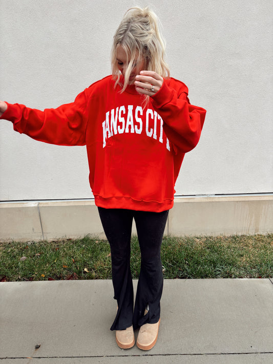 Reversible KC/Kansas City Mock Neck (Red)