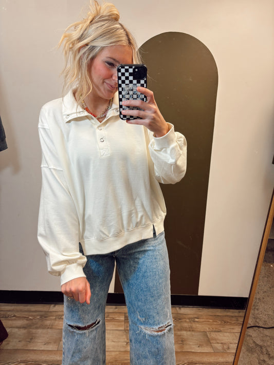 Lee Half Snap Top (Ivory)