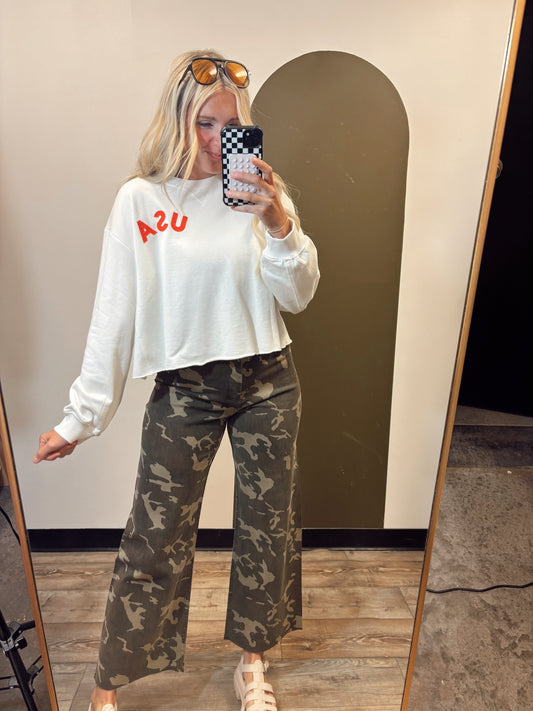 USA Crop Sweatshirt