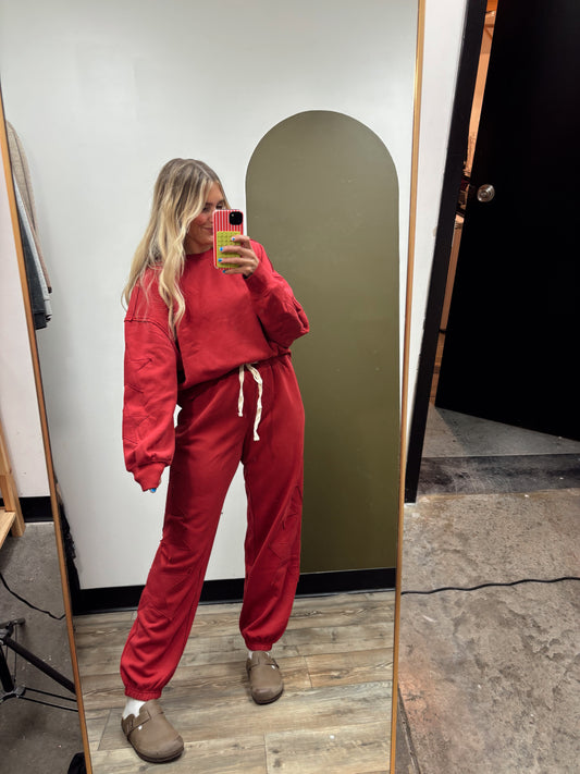 Subtle Star Sweat Top (Red)