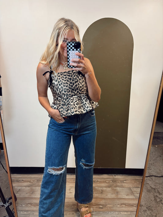 Night Out Leopard Babydoll Top