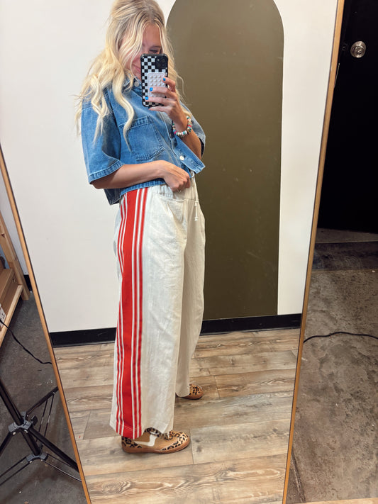 Sporty Spice Wide Leg Pant (Cream)