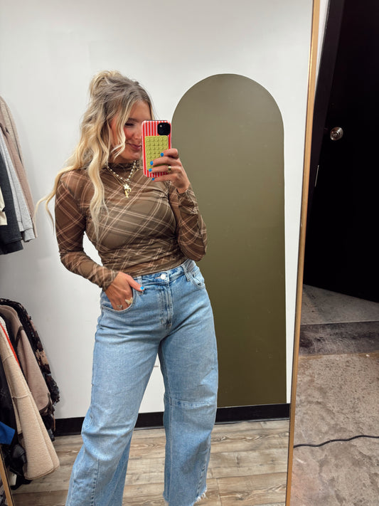 Plaid Sheer Top
