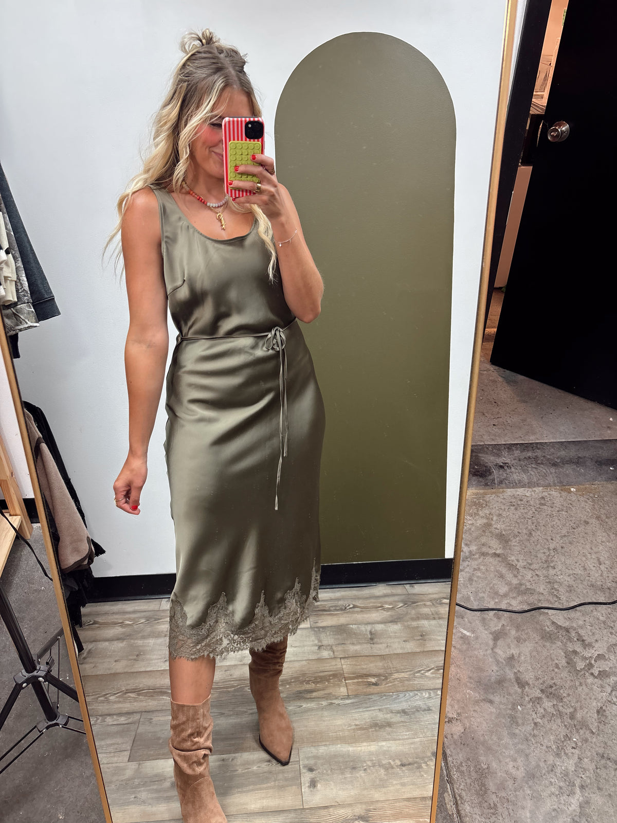 Lottie Slip Dress (Olive)